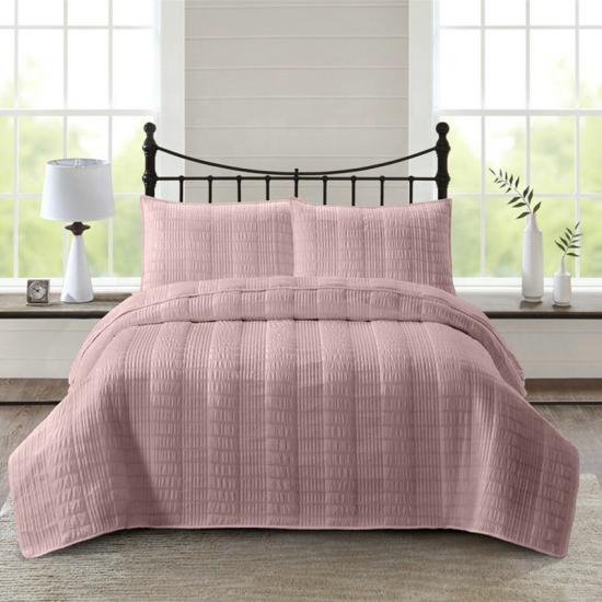 biancheria da letto in seersucker rosa